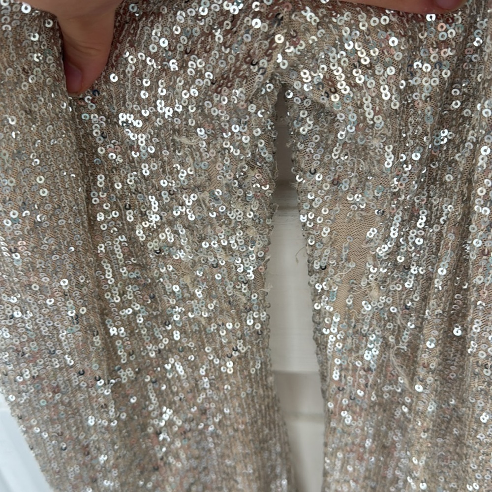 Silver Sequin Strapless Jumpsuit - image 6